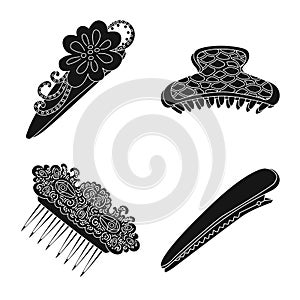 Vector design of hairstyle and female icon. Set of hairstyle and hair stock vector illustration.