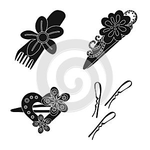 Vector design of hairstyle and female sign. Set of hairstyle and hair vector icon for stock.