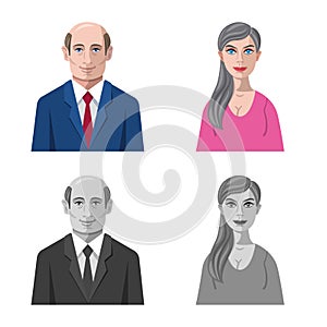 Vector design of hairstyle and profession sign. Set of hairstyle and character vector icon for stock.