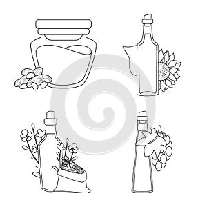 Vector design of healthy and vegetable symbol. Set of healthy and organics stock vector illustration.
