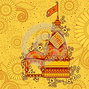 Vector design of hindu temple Happy Dussehra