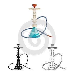 Isolated object of hookah and shisha  sign. Set of hookah and accessory stock symbol for web. photo