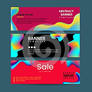 Vector design for horizontal banners set, web banners with Colorful liquid shapes with gradients