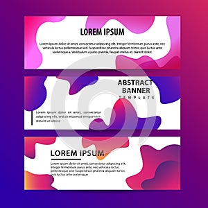 Vector design for horizontal banners set, web banners with Colorful liquid shapes with gradients