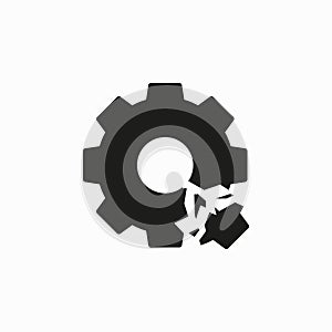 Vector design illustration of a broken gear wheel.
