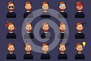 Vector design illustration of emoticon set character.Avatar icon pack.Chat