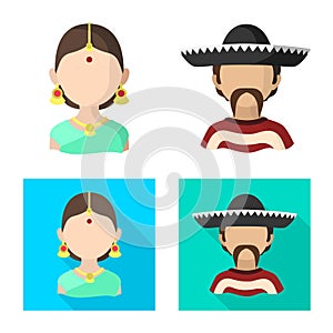 Vector design of imitator and resident sign. Set of imitator and culture vector icon for stock.