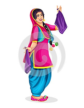 Vector design of Indian woman dancing in wedding Sangeet ceremony of India