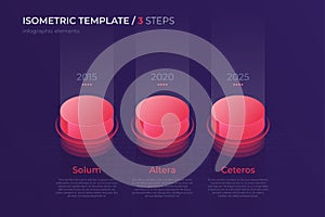 Vector design with isometric elements, template for creating inf