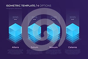 Vector design with isometric elements, template for creating inf