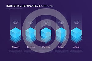 Vector design with isometric elements, template for creating inf