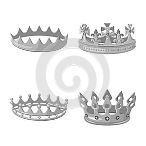 Vector design of jewel and vip icon. Set of jewel and nobility vector icon for stock.