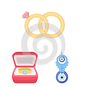 Vector design of jewelery and necklace icon. Collection of jewelery and pendent stock symbol for web.