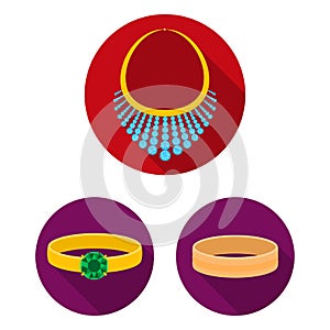 Vector design of jewelery and necklace icon. Collection of jewelery and pendent vector icon for stock.