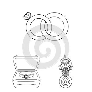 Vector design of jewelery and necklace icon. Set of jewelery and pendent stock vector illustration.