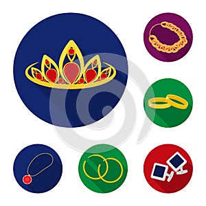 Vector design of jewelery and necklace icon. Set of jewelery and pendent stock vector illustration.