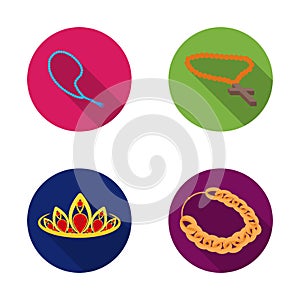 Vector design of jewelery and necklace logo. Collection of jewelery and pendent vector icon for stock.