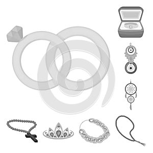 Vector design of jewelery and necklace sign. Set of jewelery and pendent vector icon for stock.