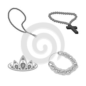 Vector design of jewelery and necklace symbol. Set of jewelery and pendent stock symbol for web.