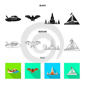 Vector design of journey and exotic logo. Set of journey and national stock vector illustration.