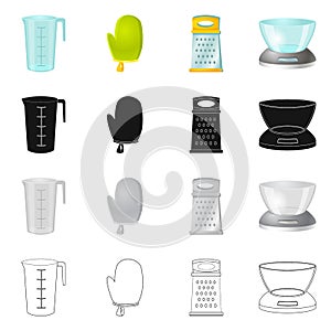 Vector design of kitchen and cook icon. Collection of kitchen and appliance stock vector illustration.