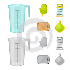 Vector design of kitchen and cook icon. Collection of kitchen and appliance stock vector illustration.