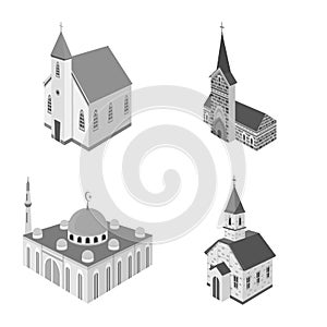 Vector design of landmark and clergy sign. Set of landmark and religion vector icon for stock.