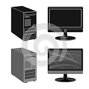 Vector design of laptop and device icon. Set of laptop and server stock vector illustration.