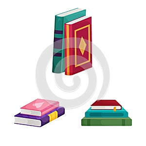 Vector design of library and bookstore sign. Collection of library and literature stock vector illustration.