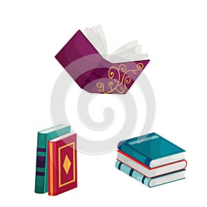 Vector design of library and bookstore sign. Set of library and literature stock vector illustration.