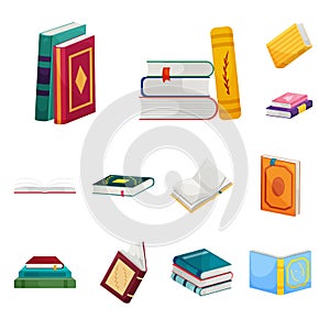 Vector design of library and bookstore  sign. Set of library and literature  vector icon for stock.