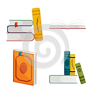 Vector design of library and bookstore sign. Set of library and literature vector icon for stock.