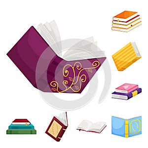 Vector design of library and bookstore  symbol. Set of library and literature  stock symbol for web.