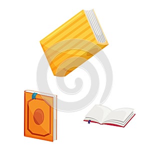 Vector design of library and bookstore symbol. Set of library and literature stock vector illustration.