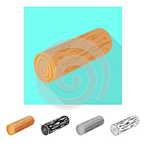Vector design of log and piece sign. Collection of log and timber stock symbol for web.