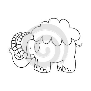 Vector design of mammoth and animal symbol. Set of mammoth and prehistory stock symbol for web.