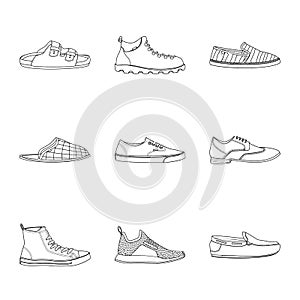 Isolated object of man and foot sign. Set of man and wear vector icon for stock. photo