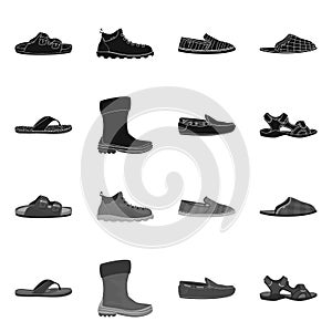 Vector design of man and foot logo. Set of man and wear vector icon for stock. photo