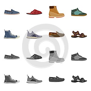 Isolated object of man and foot icon. Collection of man and wear stock vector illustration. photo