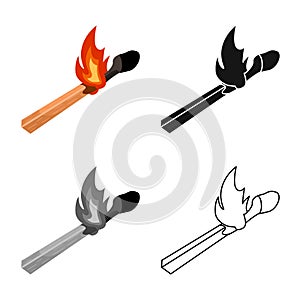 Vector design of matchstick and match symbol. Web element of matchstick and fire stock vector illustration.