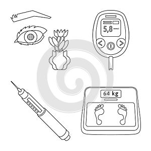 Vector design of mellitus and diabetes logo. Set of mellitus and diet stock symbol for web.