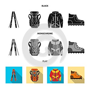 Vector design of mountaineering and peak icon. Collection of mountaineering and camp stock vector illustration.