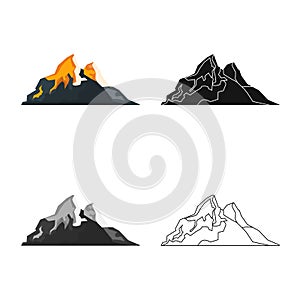 Vector design of mountaineering and peak logo. Set of mountaineering and camp vector icon for stock.