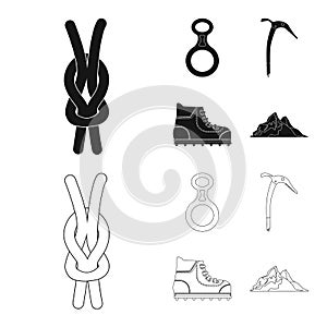 Vector design of mountaineering and peak logo. Set of mountaineering and camp vector icon for stock.