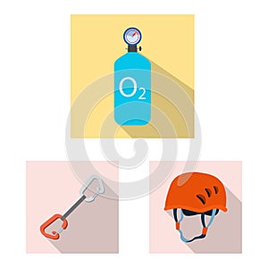 Vector design of mountaineering and peak logo. Set of mountaineering and camp vector icon for stock.