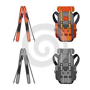 Vector design of mountaineering and peak symbol. Collection of mountaineering and camp vector icon for stock.