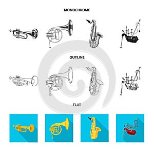 Vector design of music and tune icon. Set of music and tool stock symbol for web.