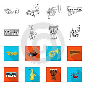 Vector design of music and tune icon. Set of music and tool stock vector illustration.