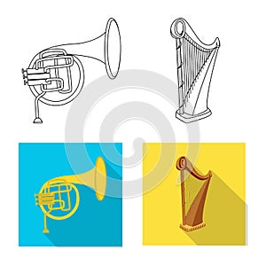 Vector design of music and tune icon. Set of music and tool vector icon for stock.