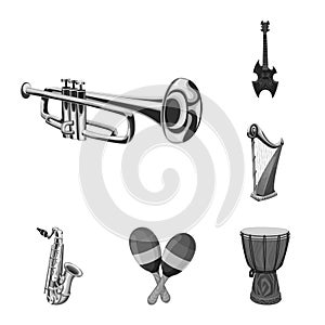 Vector design of music and tune logo. Set of music and tool stock symbol for web.